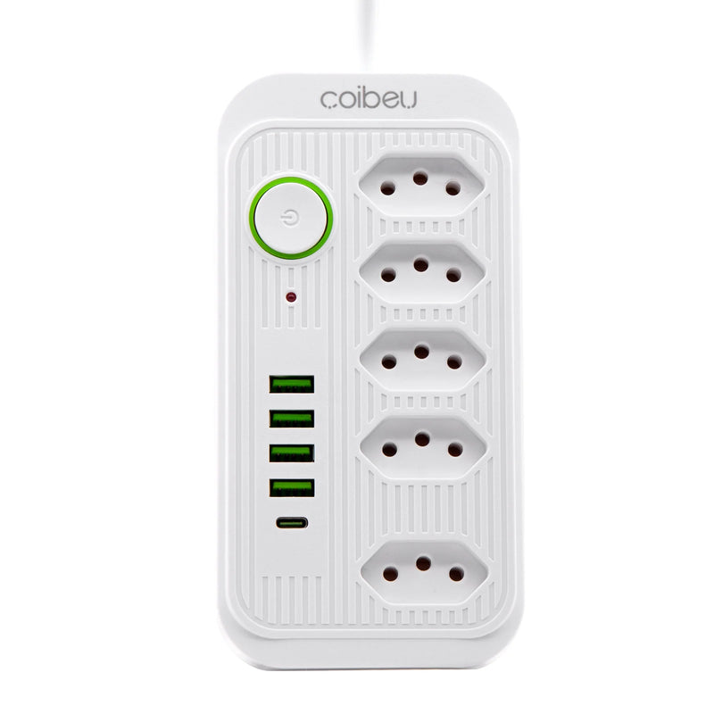 Cabo Extensão 5m Power Trio: Tomadas, USB e Tipo-C com Proteção Avançada